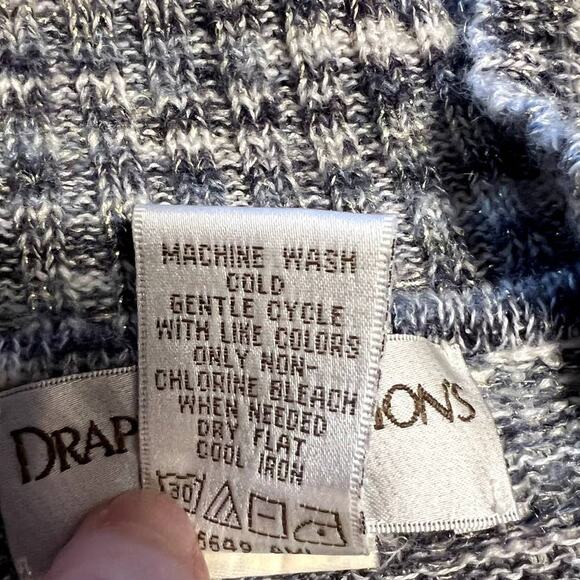 Drapes & Damons Quarter Zip Pullover Sweater Sz Mp Petite Blue White Knit Comfy - Picture 6 of 9